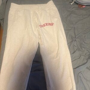 Aerie Cream Joggers with Pink Cheers Print